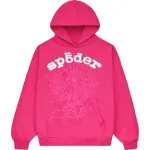Sp5der Legacy Hoodie Pink and white