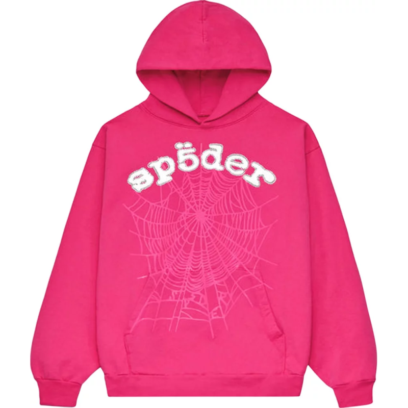 Sp5der Legacy Hoodie Pink and white