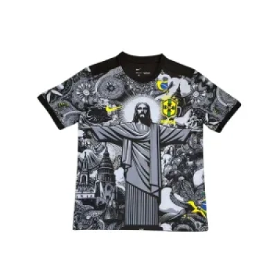 2024 Brazil Special Edition Jesus Black Gray Soccer Jersey T-Shirt YZ480624 01