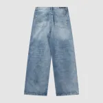 Balenciaga X Adidas Wide-Leg Jeans With Three Stripes On The Side Webbing Blue