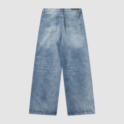 Balenciaga X Adidas Wide-Leg Jeans With Three Stripes On The Side Webbing Blue 02
