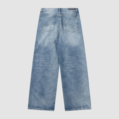 Balenciaga X Adidas Wide-Leg Jeans With Three Stripes On The Side Webbing Blue 02