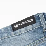 Balenciaga X Adidas Wide-Leg Jeans With Three Stripes On The Side Webbing Blue