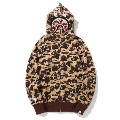BAPE Cookie Camo 2 Shark Full Zip Hoodie Brown 01