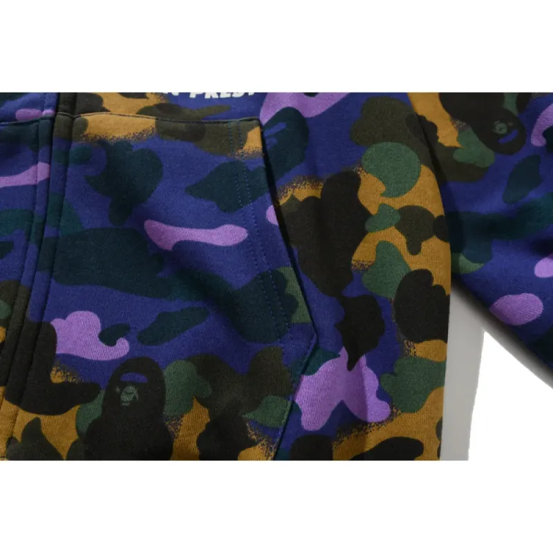 bape x heron preston mix 1st camo shark relaxed fit full zip hoodie purple