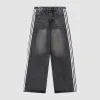 Balenciaga X Adidas Wide-Leg Jeans With Three Stripes On The Side Webbing Black