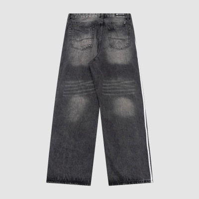 Balenciaga X Adidas Wide-Leg Jeans With Three Stripes On The Side Webbing Black 02