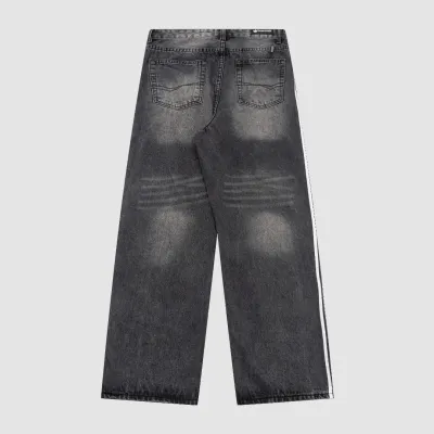 Balenciaga X Adidas Wide-Leg Jeans With Three Stripes On The Side Webbing Black 02