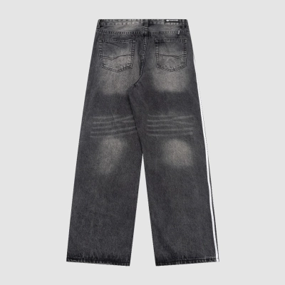 Balenciaga X Adidas Wide-Leg Jeans With Three Stripes On The Side Webbing Black 02