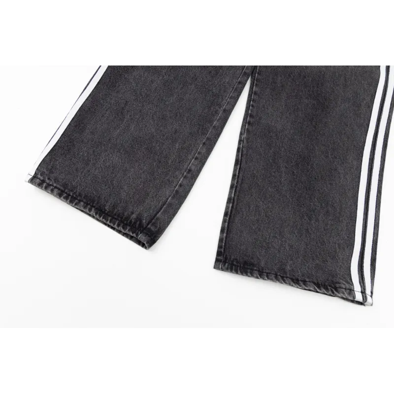 Balenciaga X Adidas Wide-Leg Jeans With Three Stripes On The Side Webbing Black