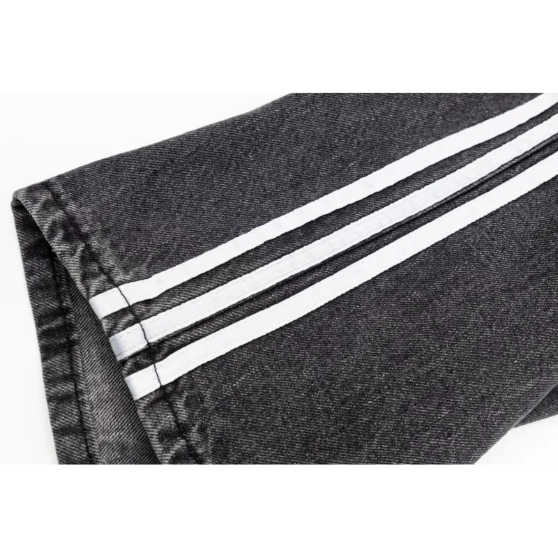 Balenciaga X Adidas Wide-Leg Jeans With Three Stripes On The Side Webbing Black