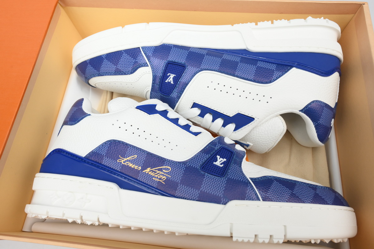 PK God Batch LOUIS VUITTON Trainer Golf Checkerboard Blue