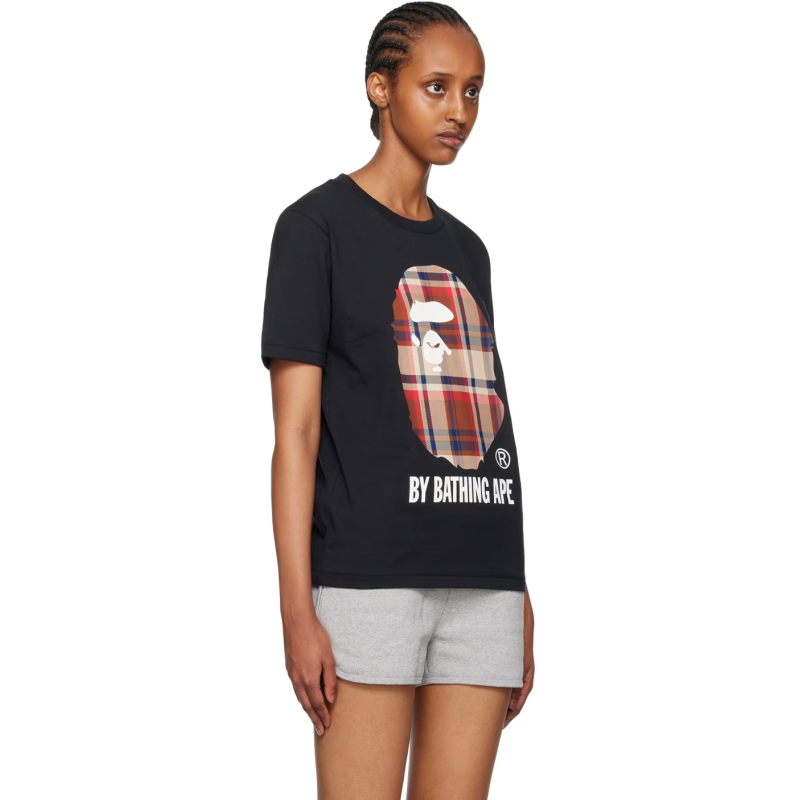 BAPE A Bathing Ape Check by Bathing Tee Black/Beige
