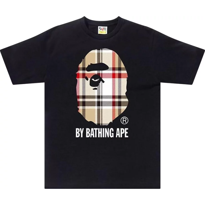 BAPE A Bathing Ape Check by Bathing Tee Black/Beige