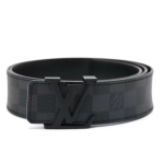 LOUIS VUITTON Belt Initiales Damier Graphite Black/Grey