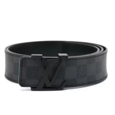 LOUIS VUITTON Belt Initiales Damier Graphite Black/Grey 01