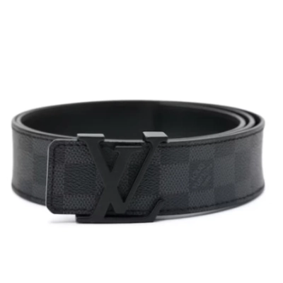 LOUIS VUITTON Belt Initiales Damier Graphite Black/Grey 01