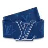 LOUIS VUITTON Initiales Reversible Belt Monogram Cobalt Taiga 40MM Blue CK0725