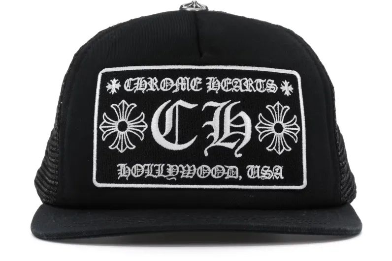 Chrome Hearts CH Hollywood Trucker HatBlack/Black