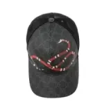 Gucci Black Kingsnake Print GG Supreme Leather Baseball Cap