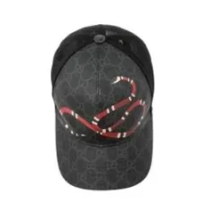 Gucci Black Kingsnake Print GG Supreme Leather Baseball Cap 01