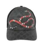 Gucci Black Kingsnake Print GG Supreme Leather Baseball Cap
