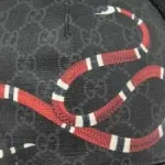 Gucci Black Kingsnake Print GG Supreme Leather Baseball Cap