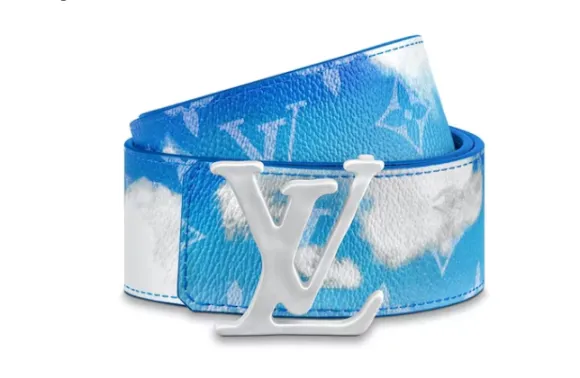 LOUIS VUITTON Shape Reversible Belt CloudsMonogram 40MM Blue CK0725