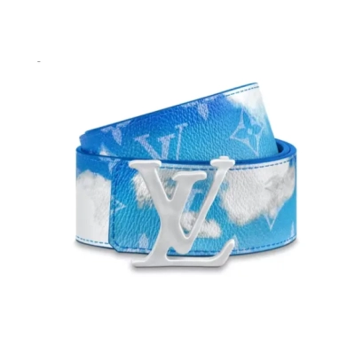 LOUIS VUITTON Shape Reversible Belt CloudsMonogram 40MM Blue CK0725 01