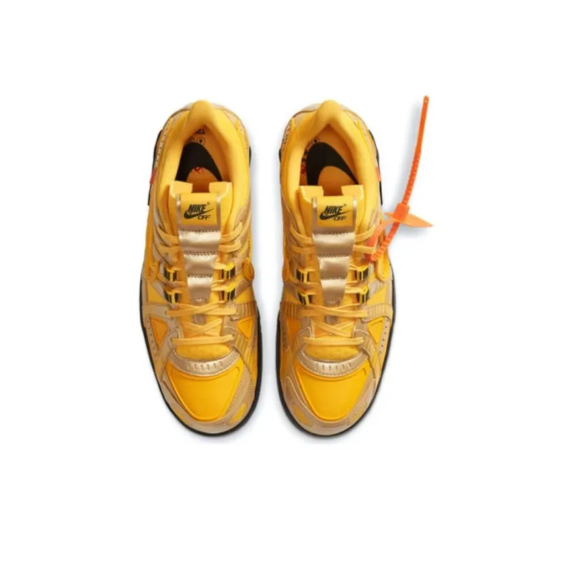 pk god batch nike x off-white air rubber dunk "university gold" sneakers
