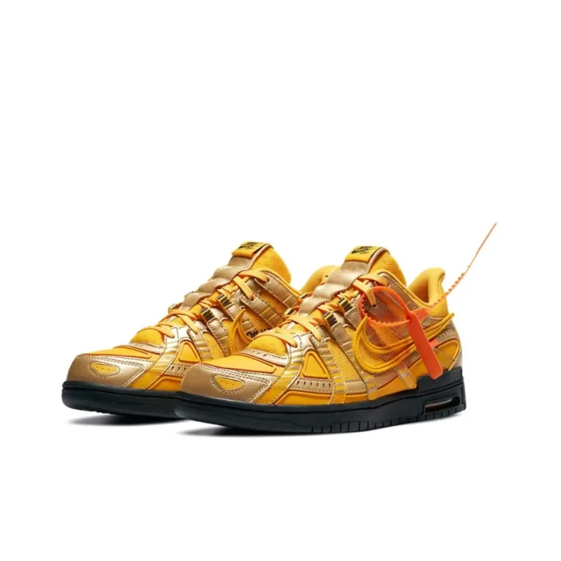 pk god batch nike x off-white air rubber dunk "university gold" sneakers