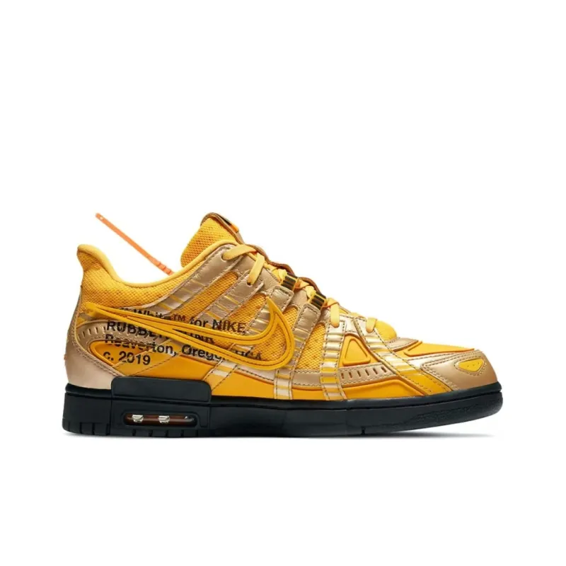pk god batch nike x off-white air rubber dunk "university gold" sneakers