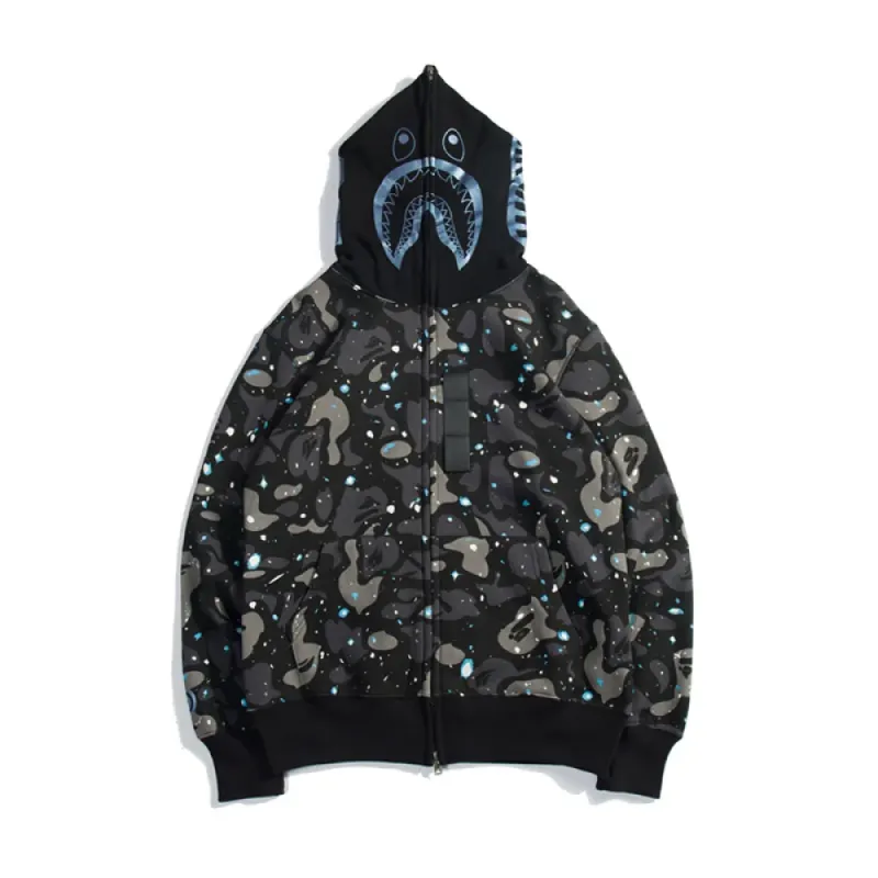 bape luminous starry sky hoodie black & white