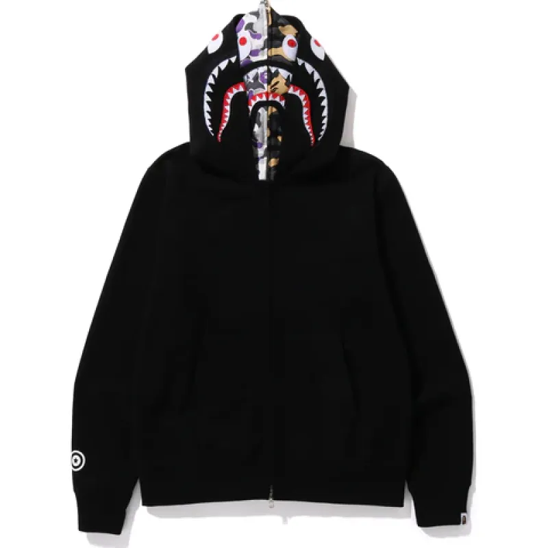 bape abc camo shark zip hoodie black