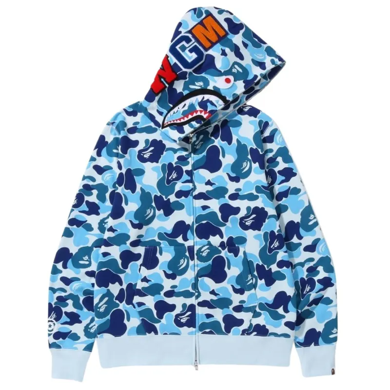bape abc camo shark zip hoodie blue 1j70-314-001