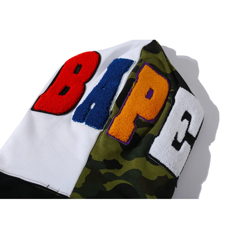 bape and panda head patchwork hoodie