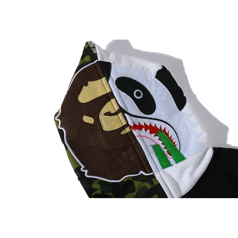 bape and panda head patchwork hoodie