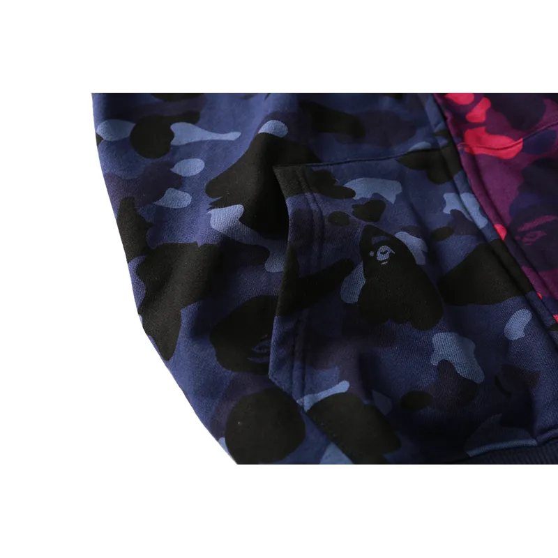 bape color camo 1/2 shark full zip hoodie navy camo