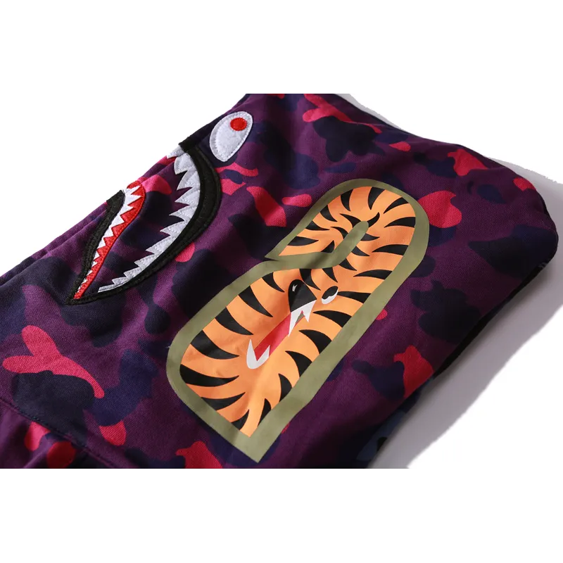 bape color camo 1/2 shark full zip hoodie navy camo