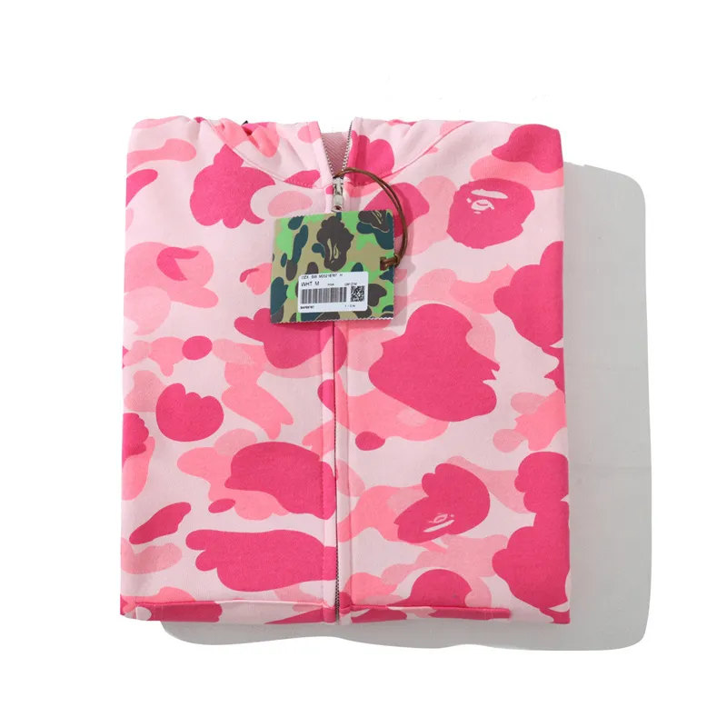 bape color camo shark zip hoodie pink