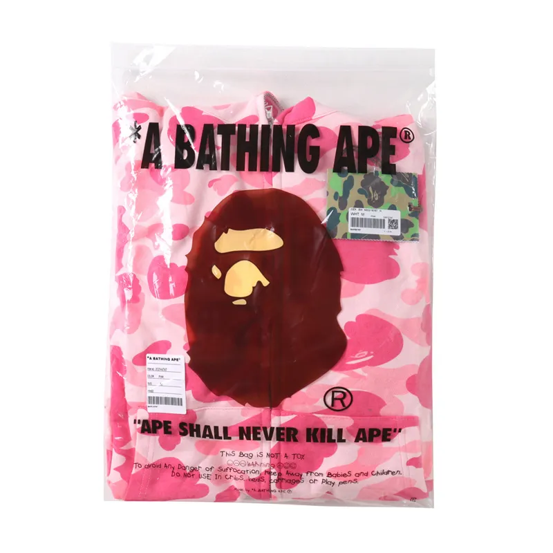 bape color camo shark zip hoodie pink