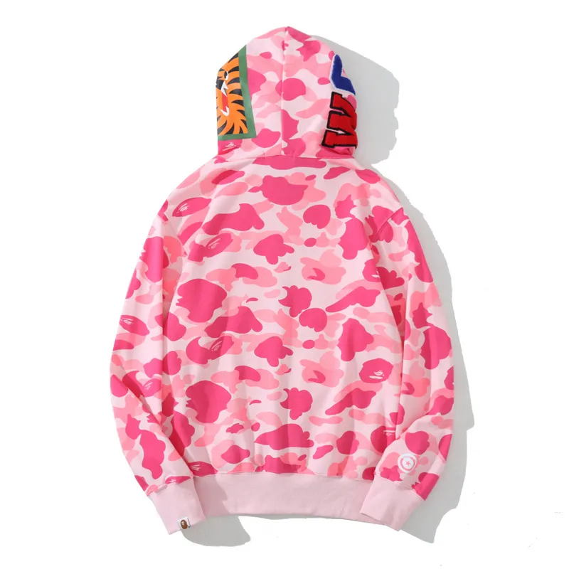 bape color camo shark zip hoodie pink