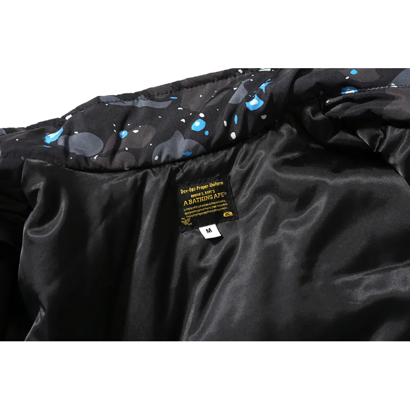 bape shark starry sky cotton coat black
