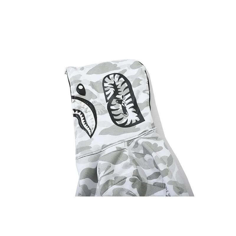bape skull dark black and white color matching hoodie
