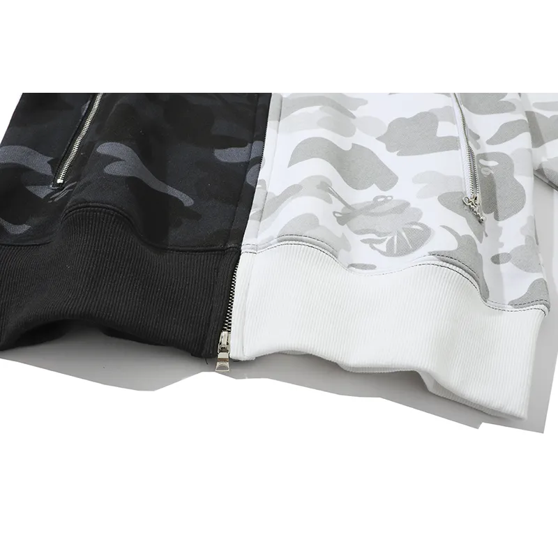 bape skull dark black and white color matching hoodie