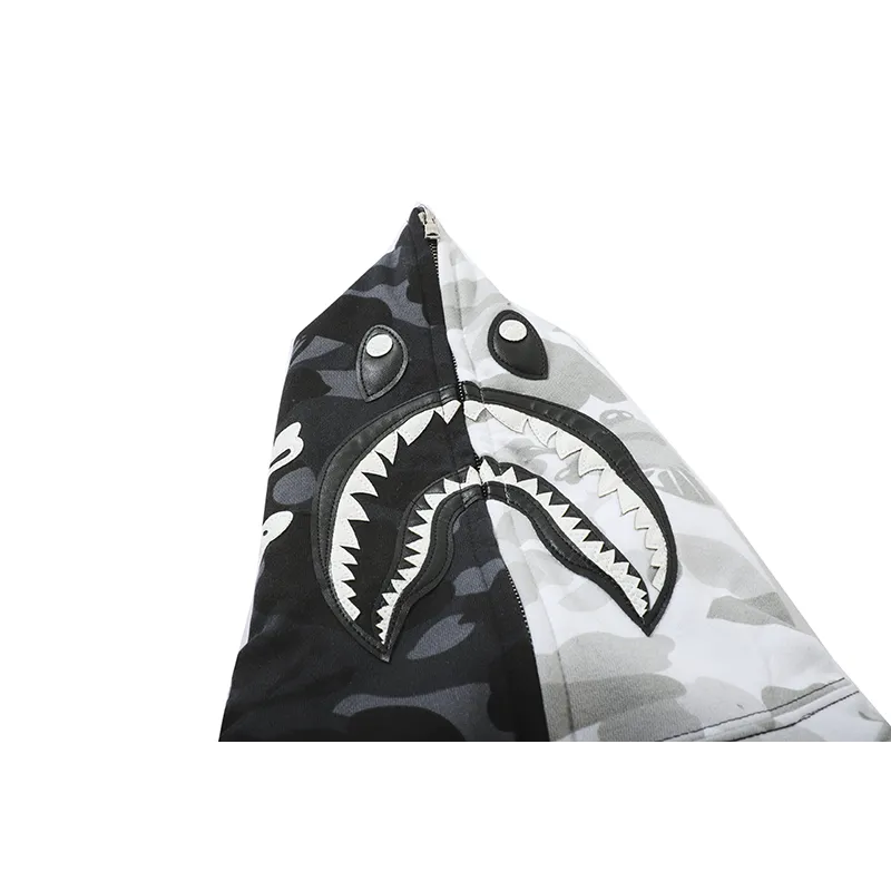 bape skull dark black and white color matching hoodie