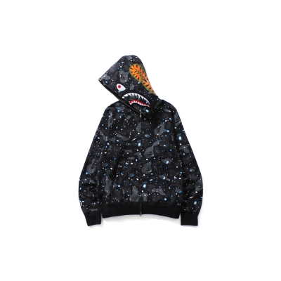 BAPE Space Camo Shark WGM Full-Zip Hoodie Black  01