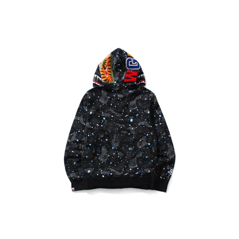 bape space camo shark wgm full-zip hoodie black