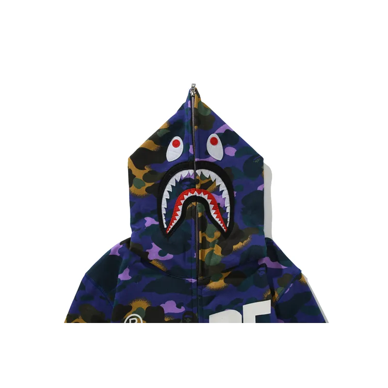bape x heron preston mix 1st camo shark relaxed fit full zip hoodie purple