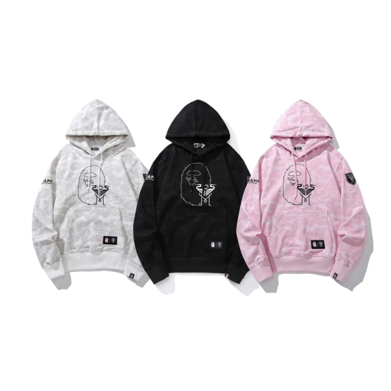 BAPE x Inter Miami CF Camo Pullover Hoodie Pink & Black & White
